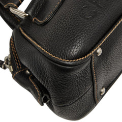 シャネル ロゴ フリンジ ミニボストンバッグ ハンドバッグ ブラック キャビアスキン レディース CHANEL 【中古】