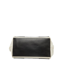 バレンシアガ ネイビーカバス スモール ハンドバッグ 339933 ベージュ ブラック キャンバス レザー レディース BALENCIAGA 【中古】