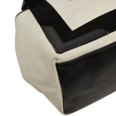 バレンシアガ ネイビーカバス スモール ハンドバッグ 339933 ベージュ ブラック キャンバス レザー レディース BALENCIAGA 【中古】