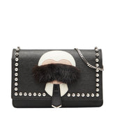 フェンディ カーリト スタッズ チェーン ショルダーバッグ ウォレットバッグ 8M0346 ブラック レザー レディース FENDI 【中古】