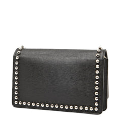 フェンディ カーリト スタッズ チェーン ショルダーバッグ ウォレットバッグ 8M0346 ブラック レザー レディース FENDI 中古