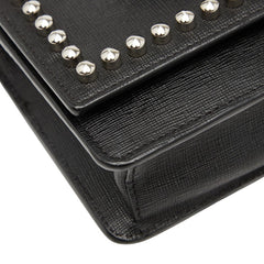 フェンディ カーリト スタッズ チェーン ショルダーバッグ ウォレットバッグ 8M0346 ブラック レザー レディース FENDI 【中古】