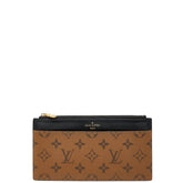 ルイ ヴィトン モノグラム リバース スリムパース 長財布 M80390 ブラウン ブラック PVC レザー レディース LOUIS VUITTON 中古