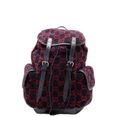 グッチ GGウール リュック バックパック 598184 ネイビー レッド ウール レザー レディース GUCCI 中古