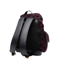 グッチ GGウール リュック バックパック 598184 ネイビー レッド ウール レザー レディース GUCCI 【中古】