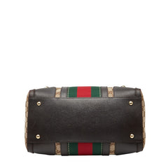 グッチ GGキャンバス ウェブビー ハンドバッグ ミニボストンバッグ ショルダーバッグ 2WAY 406868 ベージュ ブラウン キャンバス レザー レディース GUCCI 【中古】