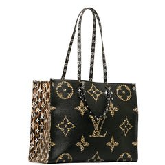 ルイ ヴィトン モノグラムジャングル オンザゴーGM ハンドバッグ ショルダーバッグ 2WAY M44674 ノワール キャラメル PVC レディース LOUIS VUITTON 【中古】