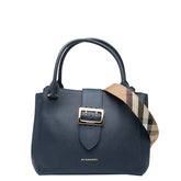 バーバリー ノバチェック ハンドバッグ ショルダーバッグ 2WAY ネイビー レザー レディース BURBERRY 【中古】