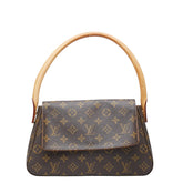 ルイ ヴィトン モノグラム ミニルーピング ショルダーバッグ ハンドバッグ M51147 ブラウン PVC レザー レディース LOUIS VUITTON 中古