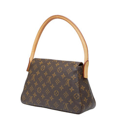 ルイ ヴィトン モノグラム ミニルーピング ショルダーバッグ ハンドバッグ M51147 ブラウン PVC レザー レディース LOUIS VUITTON 中古