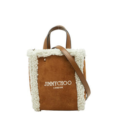 ジミーチュウ シアリング ミニ ハンドバッグ ショルダーバッグ 2WAY ブラウン ホワイト スウェード ボア レディース JIMMY CHOO 【中古】