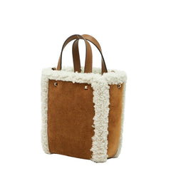 ジミーチュウ シアリング ミニ ハンドバッグ ショルダーバッグ 2WAY ブラウン ホワイト スウェード ボア レディース JIMMY CHOO 【中古】