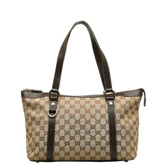 グッチ GGキャンバス ハンドバッグ トートバッグ 141470 ベージュ ブラウン キャンバス レザー レディース GUCCI 【中古】