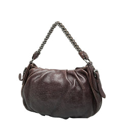 プラダ ロゴ金具 チェーン ワンショルダーバッグ ハンドバッグ パープル レザー レディース PRADA 【中古】