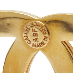 セリーヌ サークルロゴ ラインストーン ブローチ ゴールド メッキ レディース CELINE 【中古】