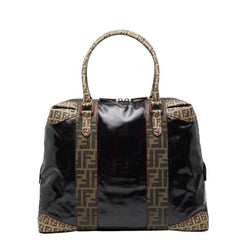 フェンディ ズッカ トートバッグ ハンドバッグ 8BL096 ブラウン エナメル PVC レディース FENDI 【中古】