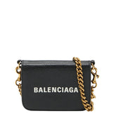 バレンシアガ チェーンミニウォレット 618145 ブラック レザー レディース BALENCIAGA 中古