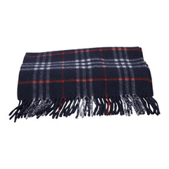 バーバリー ノバチェック マフラー ネイビー レッド カシミヤ レディース BURBERRY 【中古】