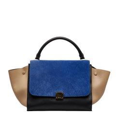 セリーヌ トラぺーズ ハンドバッグ ショルダーバッグ 2WAY ブルー ブラック ベージュ レザー スウェード レディース CELINE 中古
