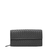 ボッテガヴェネタ イントレチャート 長財布 グレー レザー レディース BOTTEGAVENETA 中古