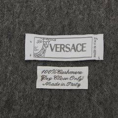 ヴェルサーチェ ロゴ刺繍 マフラー グレー カシミヤ レディース VERSACE 【中古】