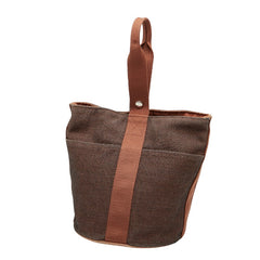 エルメス サクソーMM ハンドバッグ ブラウン キャンバス レザー レディース HERMES 【中古】