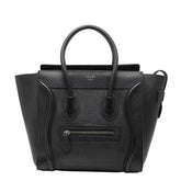 セリーヌ ラゲージ マイクロショッパー ハンドバッグ ブラック レザー レディース CELINE 【中古】