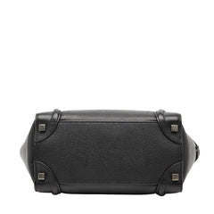 セリーヌ ラゲージ マイクロショッパー ハンドバッグ ブラック レザー レディース CELINE 【中古】