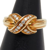 ティファニー シグネチャー クロス ダイヤモンド リング 指輪 K18YG イエローゴールド レディース TIFFANY&Co. 【中古】