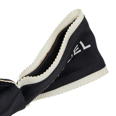 シャネル ココマーク ロゴ リボン シュシュ ヘアアクセサリー ブラック ホワイト シルク レディース CHANEL 【中古】