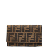 フェンディ ズッカ 三つ折り財布 8M0011 ブラウン ブラック キャンバス レディース FENDI 中古
