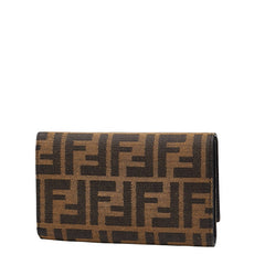 フェンディ ズッカ 三つ折り財布 8M0011 ブラウン ブラック キャンバス レディース FENDI 【中古】