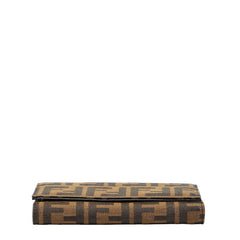 フェンディ ズッカ 三つ折り財布 8M0011 ブラウン ブラック キャンバス レディース FENDI 【中古】