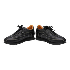 エルメス クイック Hロゴ スニーカー サイズ37 1/2 ブラック レザー レディース HERMES 【中古】