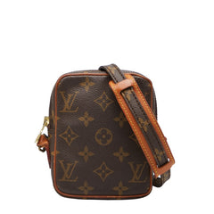 ルイ ヴィトン モノグラム ミニダヌーブ 斜め掛け ショルダーバッグ M45268 ブラウン PVC レザー レディース LOUIS VUITTON 中古