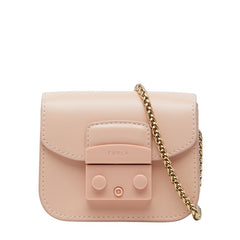 フルラ ミニメトロポリス チェーン ショルダーバッグ ポシェット ピンク レザー レディース Furla 中古