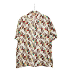 グッチ × ザ ノースフェイス THE NORTH FACE オープンカラーシャツ アロハシャツ サイズ50 654766 ベージュ ブラウン シルク メンズ GUCCI 【中古】