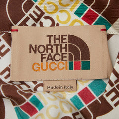 グッチ × ザ ノースフェイス THE NORTH FACE オープンカラーシャツ アロハシャツ サイズ50 654766 ベージュ ブラウン シルク メンズ GUCCI 【中古】