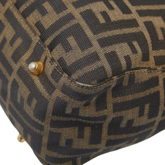 フェンディ ズッカ ハンドバッグ ブラウン ブラック キャンバス レザー レディース FENDI 【中古】