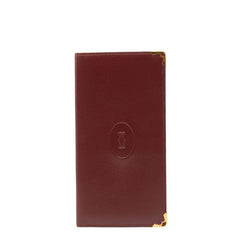 カルティエ マストライン 札入れ ワインレッド ボルドー レザー レディース CARTIER 【中古】