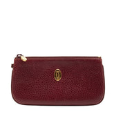 カルティエ マストライン ポーチ 小物入れ ワインレッド ボルドー レザー レディース CARTIER 【中古】