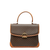 セリーヌ マカダム トップハンドル ハンドバッグ ブラウン PVC レザー レディース CELINE 【中古】