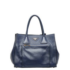 プラダ 三角ロゴプレート ハンドバッグ BN2795 ブルーエット カーフ レザー レディース PRADA 中古