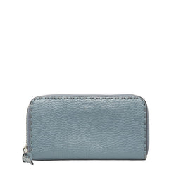 フェンディ セレリア ラウンドファスナー 長財布 8M0374 ブルー グレー レザー レディース FENDI 中古