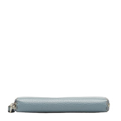 フェンディ セレリア ラウンドファスナー 長財布 8M0374 ブルー グレー レザー レディース FENDI 中古