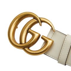 グッチ ダブルG ベルト サイズ:75・30 400593 アイボリー ゴールド レザー レディース GUCCI 【中古】