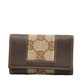 グッチ GGキャンバス 6連 キーケース 124550 ブラウン キャンバス レザー レディース GUCCI 中古