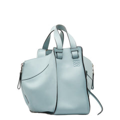 ロエベ ハンモック スモール ハンドバッグ ショルダーバッグ 2WAY ライトブルー レザー レディース LOEWE 中古