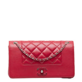 シャネル マトラッセ ココマーク チェーン 斜め掛け ショルダーバッグ レッド レザー レディース CHANEL 中古