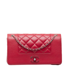 シャネル マトラッセ ココマーク チェーン 斜め掛け ショルダーバッグ レッド レザー レディース CHANEL 中古